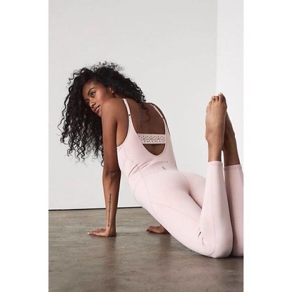 NEW Free People Touch The Sky Onesie Jumpsuit In Pink Salt.Size S - Picture 1 of 13